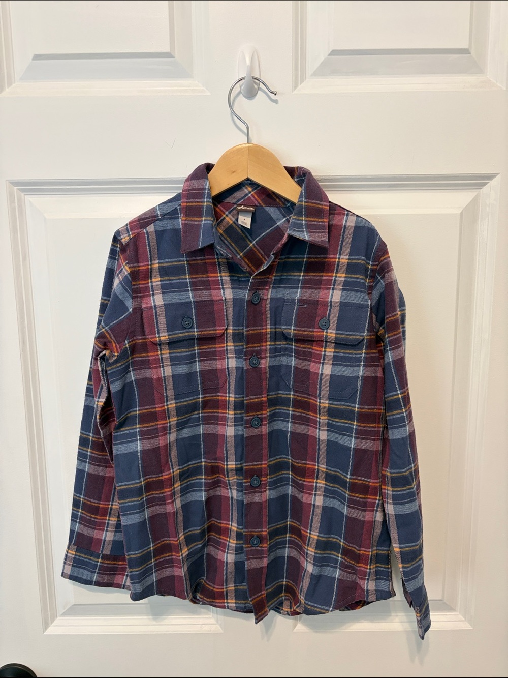 Tea Collection Kids Plaid Button-Down Shirt - Blue & Burgundy